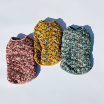 강아지하네스조끼 할머니꽃무늬김장룩 겨울실내복 소형견 중형견 대형견, 옐로우