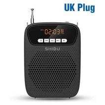 무선 핀 마이크 블루투스 콘덴서 SHIDU 15W 휴대용 음성 증폭기 유선 FM 라디오 AUX 오디오 녹음 교사 스피커 강사, [03] Black- UK Plug