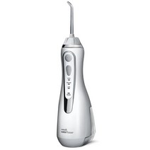 Waterpik 무선 워터 플로서 화이트 치아 잇몸 교정기용 휴대용 백 & 팁 4개 포함 충전식 방수 (WP-560), White