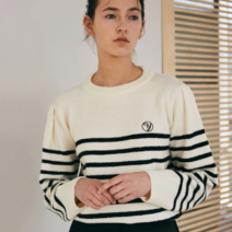 얀써틴 PUFF STRIPE KNIT_IVORY (9390630)
