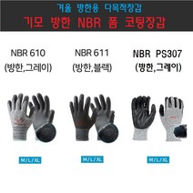HW 611 610 PS307 NBR코팅 겨울기모방한장갑 혹한기작업 원예 정비 레져 골프, L, 검정611