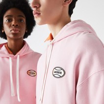 라코스테 라이브 루즈핏 플리스 후디 핑크 맨투맨 상의 Lacoste LIVE Loose Fit Fleece Hoodie