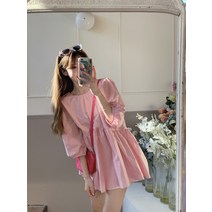 달콤한 핑크 스커트 여성의 봄과 여름 2022 새로운 디자인 느낌 느슨한 배꼽 7 소매 스커트