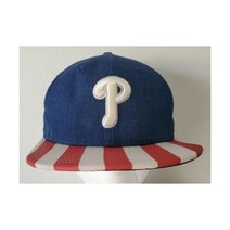 희귀 LE New Era 59FIFTY 필라델피아 필리스 성조기 데님 스냅백 모자