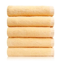 코튼리빙 무형광 코마사 호텔수건 190g, 파스텔옐로우, 5개