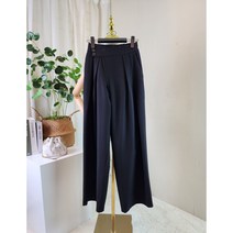 [무배]언발 슬랙스 핀턱 와이드 팬츠 허리 뒤밴드