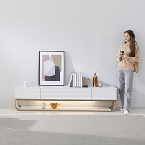 지베스 셀리아2 골드 LED 템바보드 거실장 2000, 대리석패턴