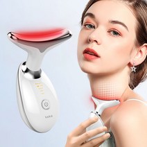 keka 갈바닉 얼굴 목 마사지기 45도 온열 LED EMS미세전류 이온도입 감응식 음파 진동 USB충전식, keka-4002블랙