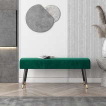 식탁 벤치의자 편한식탁의자 패브릭 스툴 럭셔리 침대 벤치 벨벳 소파 직사각형 북유럽, 가로60폭40높이43그린플리스~블랙골드발