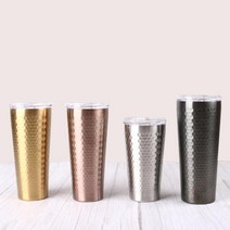 홈아트 벌집 이중진공 컬러 스텐컵(무료각인서비스 뚜껑별매), 430ml, 골드