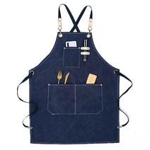 카우보이 솔리드 데님 요리 포켓 Pinafore 미용사 앞치마 이발사 집 청소 요리사 앞치마 마스터 앞치마 주방 악세사리, 2WQ-46447-001