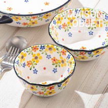 프라카 폴란드풍 도자기 프릴공기 2P, 상세 설명 참조, 플라워가든+씨플라워