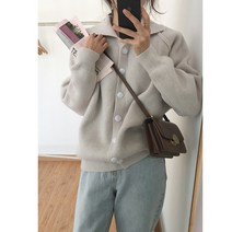FANSYLI 여자 루즈핏 니트 카디건 봄 가을 니트 코트 2A3