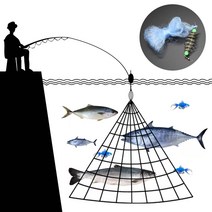 낚시그물 낚시뜰채 multi size fish net trap mesh luminous, 3.25-3.5kg 생선