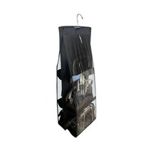 for 옷장 옷장 transparent storage bag hanging handbag organizer door wall clear 잡화 신발 가방 행거 파우치, 검은색