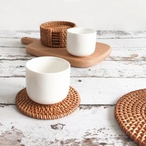 라탄 티코스터 컵받침 홀더 컵받침 찻잔받침, 라탄 티코스터(10cm)