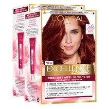 로레알파리 엑셀랑스 크림 염모제1+1, 1세트, 5.6호 적빛 자연 갈색