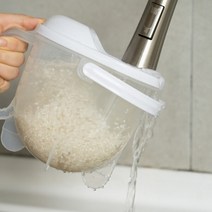 히뚜상점 반자동 쌀세척 통 화이트 세척볼 쌀세척기 양푼이 쌀씻기 채반 쌀씻는통 쌀세척볼 과일 바가지, 1개