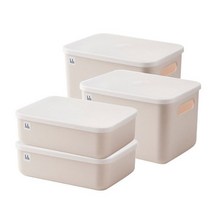 락앤락 선반정리 수납함 2+2세트 플라스틱 리빙박스 팬트리/옷장보관 기숙사필수품 장난감/레고/기저귀/멀티 바구니 노하우 방법 추천, 1세트, 핑크(2L*2+5L*2)