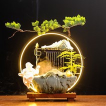 불멍가습기 용암 불꽃 무드등 무소음 젠사이클 물 분수 럭키 장식 거실 사무실 책상 표면 패널 분무 가습, 01 Small size