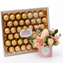 코코핑크꽃바구니+페레로로쉐초콜릿(42입) 꽃배달