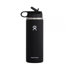 Hydro Flask 와이드 마우스 스트로 물병 뚜껑 시그래스 24온스, Flex Straw 24 Oz, Black