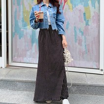 [썬데이베스트] 맥시땡땡이새틴스커트 도트스커트 밴딩스커트 맥시롱스커트 (2color)