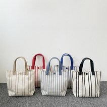 여성 캔버스 스퀘어 미니 에코 토트 백 천 가방 5컬러 스트라이프 국산