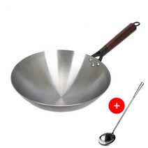 무쇠웍 중화웍 나무 손잡이 궁중팬 캠핑 북경팬 프라이팬, 34cm +스푼