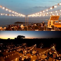 튼튼한 방수 LED 파티라이트 파티조명 줄조명 전등선 루프탑 야외조명 11M 20구, 추가옵션:3W 인치구 청색1개(파티라이트 제외)