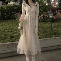 CIUUC 꽃 무늬 v넥 콘돌 스트랩 드레스 여성의 여름 부드러운 바람 메쉬 허리 긴 치마 슬림 작은 디자인 2022 새로운