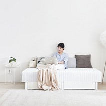 동서가구 루오 슈퍼싱글 본넬 일체형 매트리스(침대형 단면매트)+하부서랍2개 DF921748, 화이트