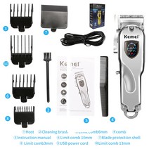 이발기 바리깡 남성용 2010 모든 금속 이발사 헤어 클리퍼 usb 전기 무선 lcd 헤어 트리머 이발, 상자가있는 은색