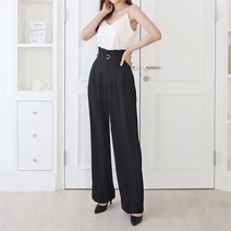 뒷밴딩 와이드 통 슬랙스 팬츠 정장 바지 벨트 세트
