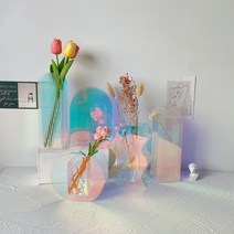 인테리어 소품 홀로그램 오로라 아크릴 꽃병 화병 4종