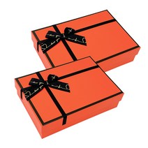 루루홈 주황색 리본 선물 포장 박스, 선물 포장 박스 3호 2개