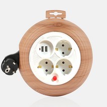 LUG 러그 멀티탭 우드 디자인 3구 3M 접지 USB 2포트 케이블 릴선 전기연장선 코드릴 여행용 캠핑용
