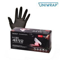 유니랩 일회용 더 도톰한 쉐프용 요리용 미용 청소용 세차용 원예 작업용 캠핑용 다용도 니트릴 위생 장갑 S M L 블랙 / 100매, 유니랩 셰프니트릴장갑 블랙 (M) 100매