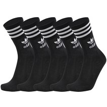 아디다스 MID SOCKS CREW SOCK 5팩 패션양말 스포츠양말, 상세설명참조, M, Black