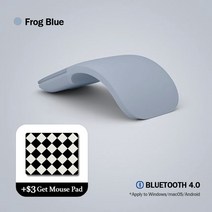 접이식 아크 터치 마우스 1600 인치 당 점 블루투스 4.0 무선 휴대용 음소거 Surfacebook Macbook 사무실, 08 Frog Blue Set, 한개옵션1