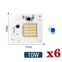 6개/몫 Led 램프 10W 20W 30W 50W 스마트 IC 투광 조명 COB 칩 SMD 2835 5730 야외 긴 서비스 시간 DIY 220, 10W 220V, Cold White