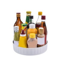 Lazy Susan Turntable Cabinet Storage Rack 360 Degree Rotating Plastic Spice Cosmetic Makeup, WHITE, 한개옵션1