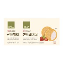 아이 가족 우리집 건강 간식 풀무원 휴대간식 올가 딸기가 들어간 샌드웨이퍼 아침 식사대용 해썹 32g 2개 1세트, 14세트