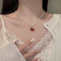 체리 앵두 비즈 진주 목걸이