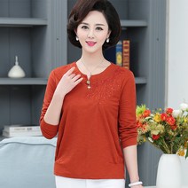 긴팔 이너셔츠 엄마 봄옷 미들 소매 이너티셔츠 40대 미드 노년 여성의류 가을 티셔츠상의 숏 중년 반팔셔츠 537056320