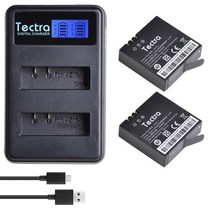 교체 Xiaomi AZ16-1 배터리 + LCD 듀얼 충전기 Yi 4K + Lite YI 360 VR 액션 카메라, 01 2 battery set