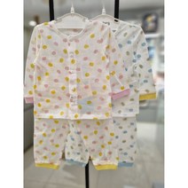 아가방[동아쇼핑점] 23년SS신상 사계절 통풍 잘되는얇은 무형광 신생아 유아 남아 여아 공용여름내의 긴팔내의 실내복/구멍송송 바람이솔솔 메쉬소재 열많은아기/상콤달콤 카롱내의