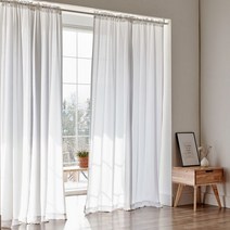 뷰하우스 스노우 쉬폰커튼 다용도 가림막커튼 봉집형100x235 1+1