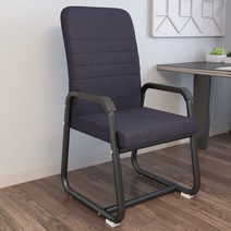 바퀴 없는 의자 사무용 책상 컴퓨터 사무실 독서실 기숙사 자취방, 보강형 블랙 프레임 데님 블루 린넨