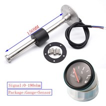 레드 백라이트 연료 게이지 52MM 레벨 센서 125MM 0-190ohm 보트 용 오일 탱크 표시기, 03 150mm